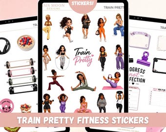 Train Pretty Digital Planner Stickers | Fitness Digital Stickers | Gym Girl Stickers | Goodnotes Stickers | Workout | Wellness Stickers