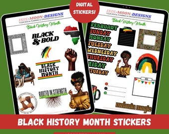 Black History Month Planner Stickers: Afrocentric Designs (GoodNotes & PNG)