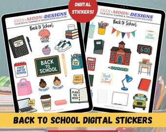 Back to School Digital Stickers: GoodNotes & Noteful, Pre-Cropped PNG