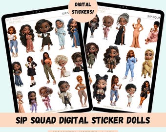Sip Squad Dolls Digital Planner Stickers for Goodnotes and Noteful