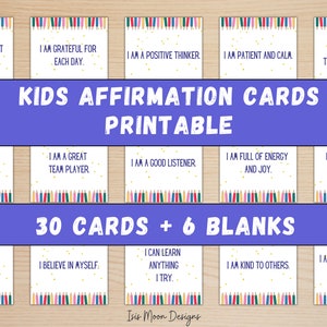 Kids Affirmations - Printable Cards, Affirmation Cards for Kids, Student Affirmations Printable