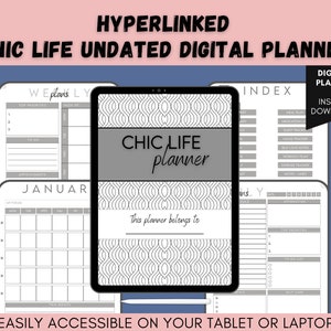 Undated Digital Planner, Hyperlinked Undated Digital Planner, Minimalist Planner, 2024 Digital Planner, Goodnotes Planner