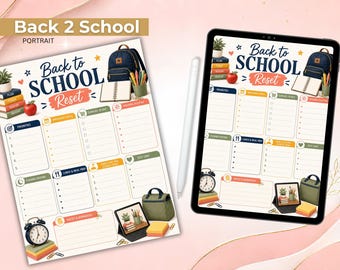 Back to School Reset Planner Page, Digital and Printable
