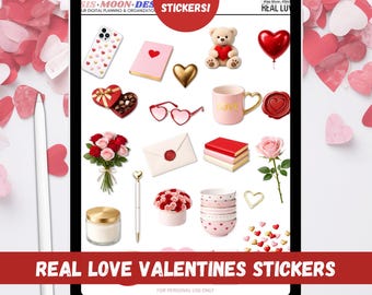 Valentine's Day Digital Stickers, Planner Decorations (Goodnotes, Noteful, PNG Files)