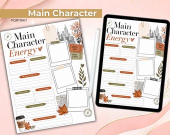 Fall Main Character Planner Sheet, Fall Bucket List, Printable and Digital
