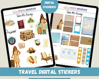 Travel Planner Stickers: Vacation Scrapbook Clipart (Digital Download, GoodNotes, Noteful, PNGs)