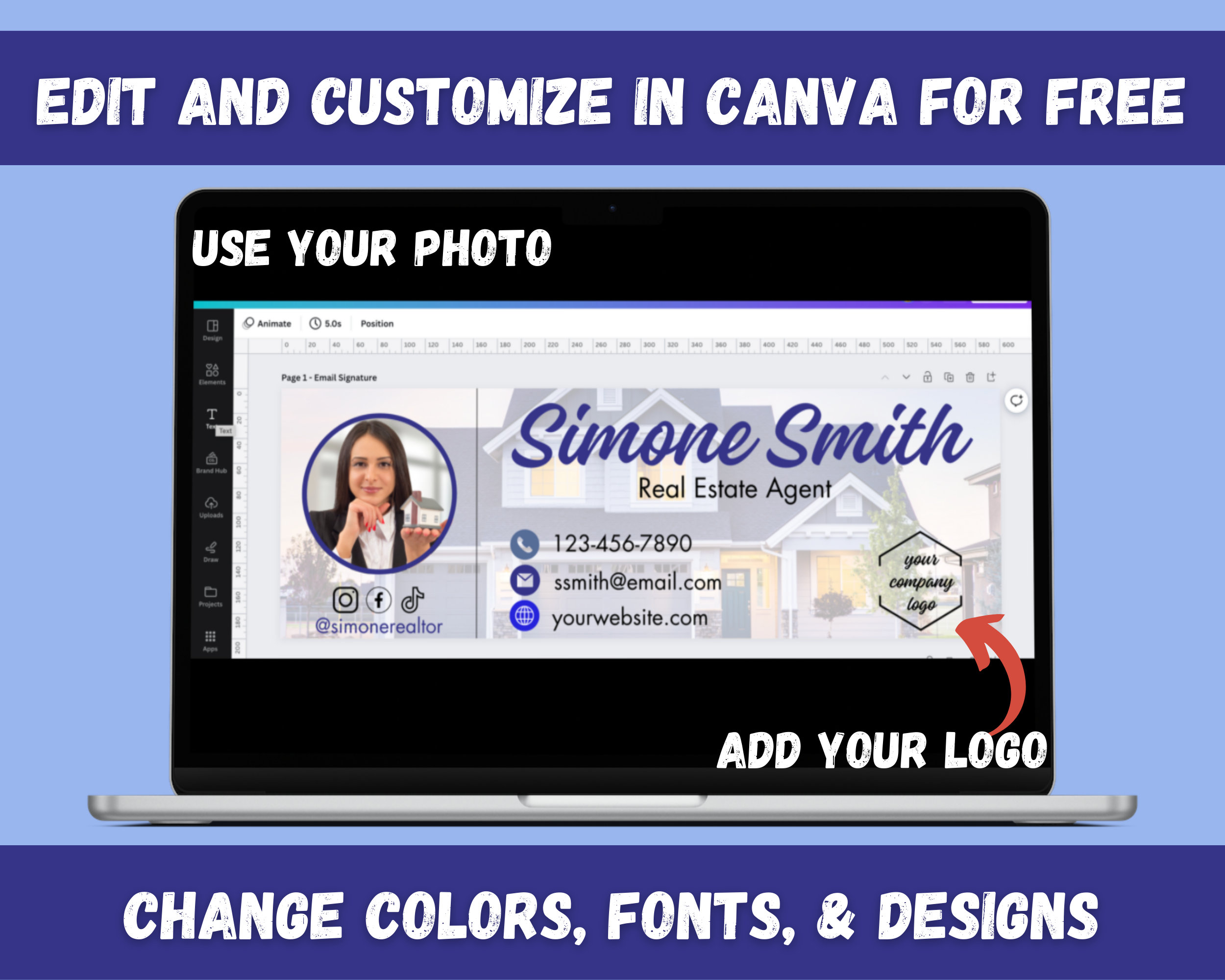 Realtor Email Signature Template for Canva With Picture and Logo Gmail
