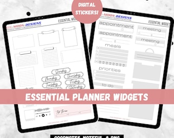 Essential Planner Widgets – Digital Sticker Set for Goodnotes and Noteful