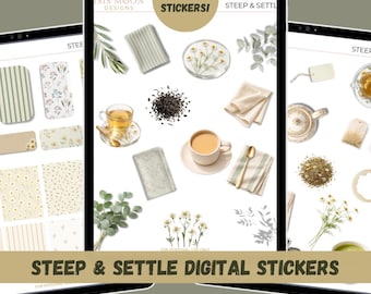 Steep & Settle Tea Digital Stickers for Planners (Goodnotes, Noteful)