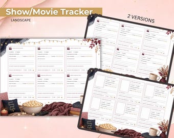 Show and Movie Tracker for Digital Planners and Journals, Printable Show tracker