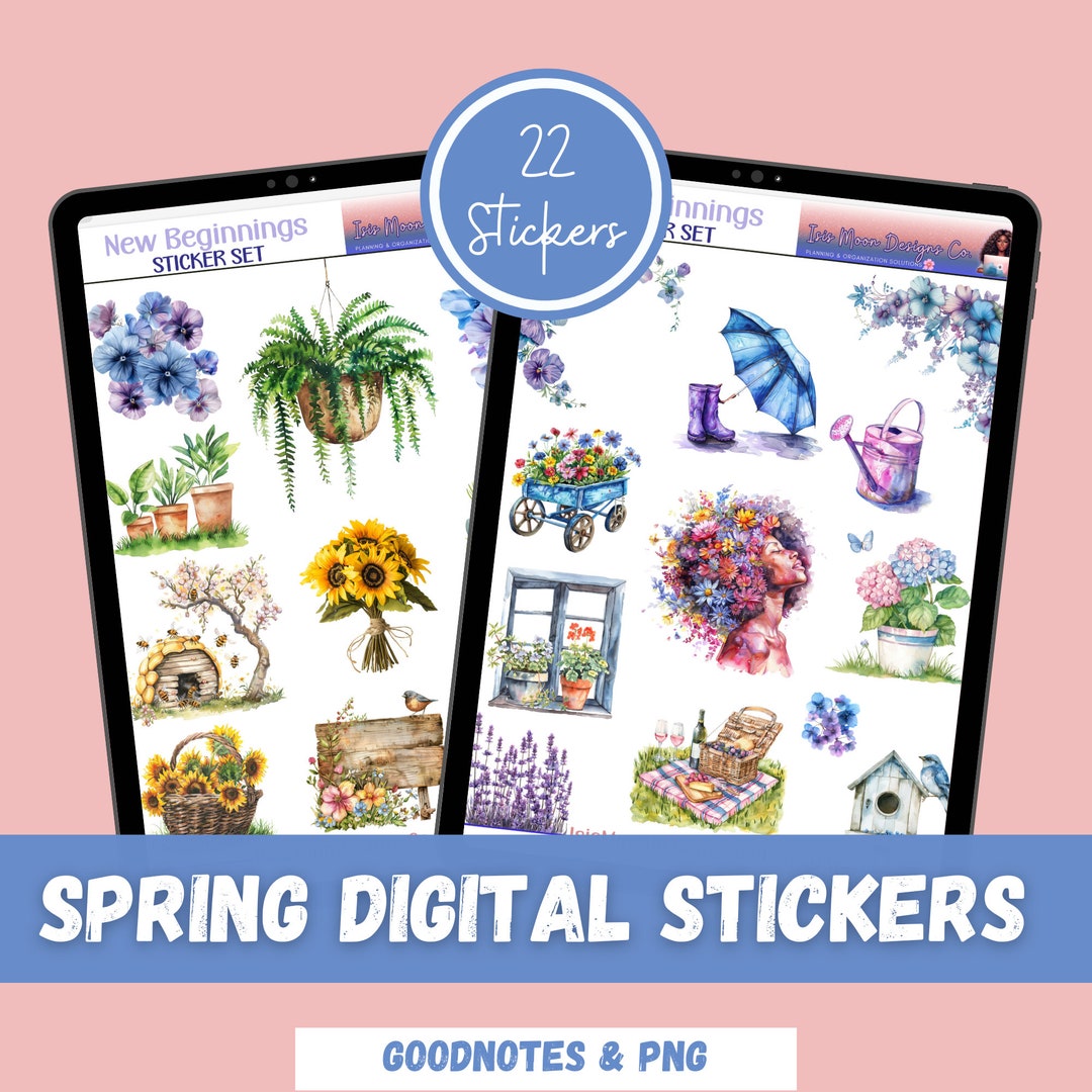 Spring Flower Digital Stickers: Goodnotes Planner Set (PNG) - Etsy