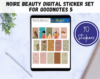 Noire Beauty Black Girl デジタルプランナーステッカー、Goodnotesステッカー、切り抜き済みPNG、アフリカ系アメリカ人
