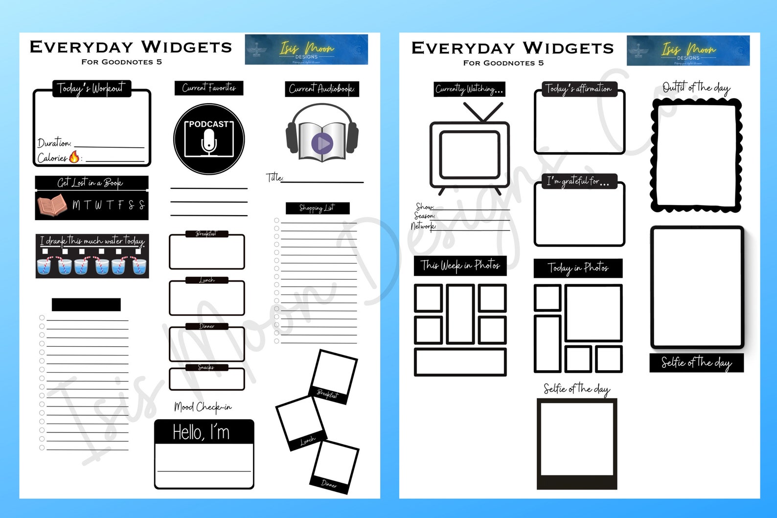 Everyday Widget Pack Goodnotes 5 PNG Widgets Digital Etsy