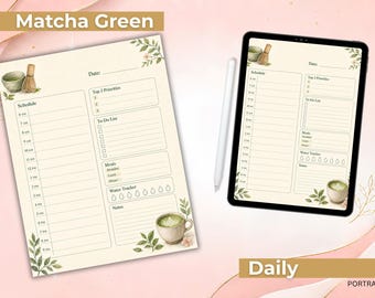 Matcha Green Daily Planner Page