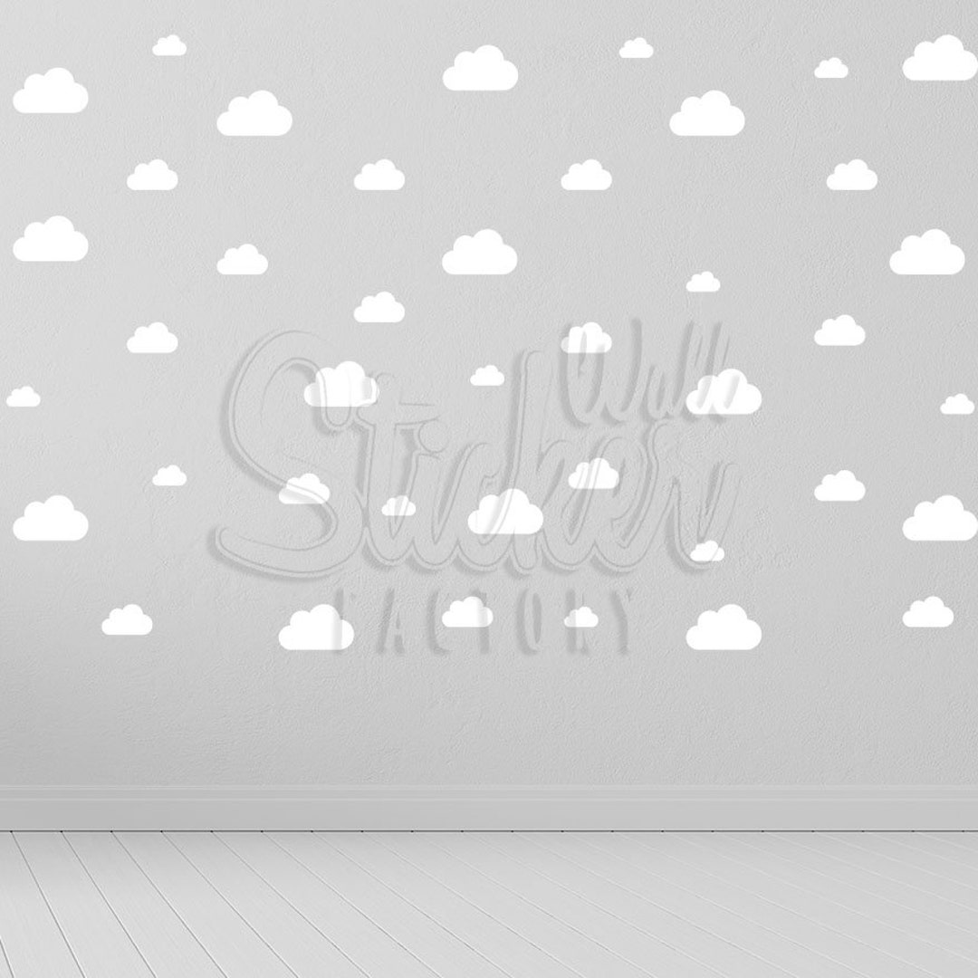 Minimal Cloud Stickers for Bedroom Walls, Minimalist Cloud Wall Decals