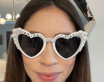 Bride to Be Pearl Embellished Heart Sunglasses