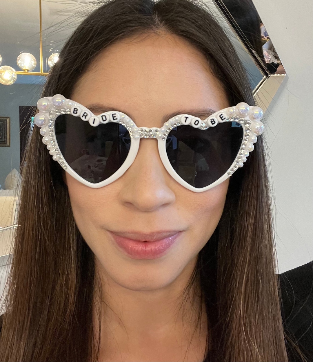 Bride to Be Pearl Embellished Heart Sunglasses - Etsy