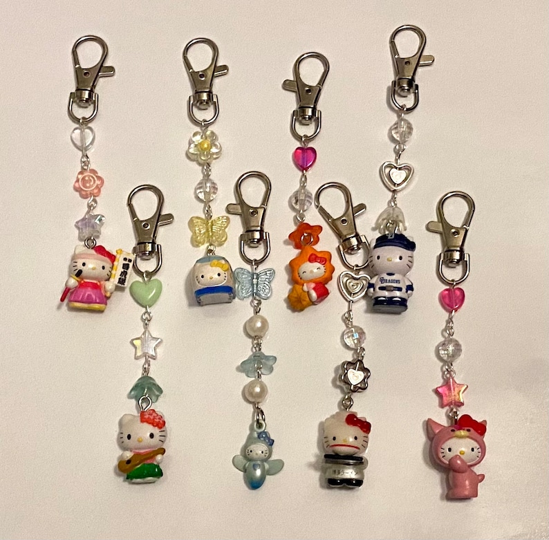 Cute Gotochi Japanese Kitty Beaded Keychains Etsy