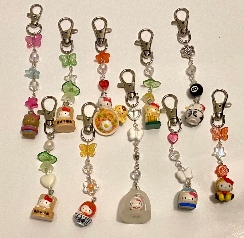 Cute Gotochi Japanese Kitty Beaded Keychains Etsy