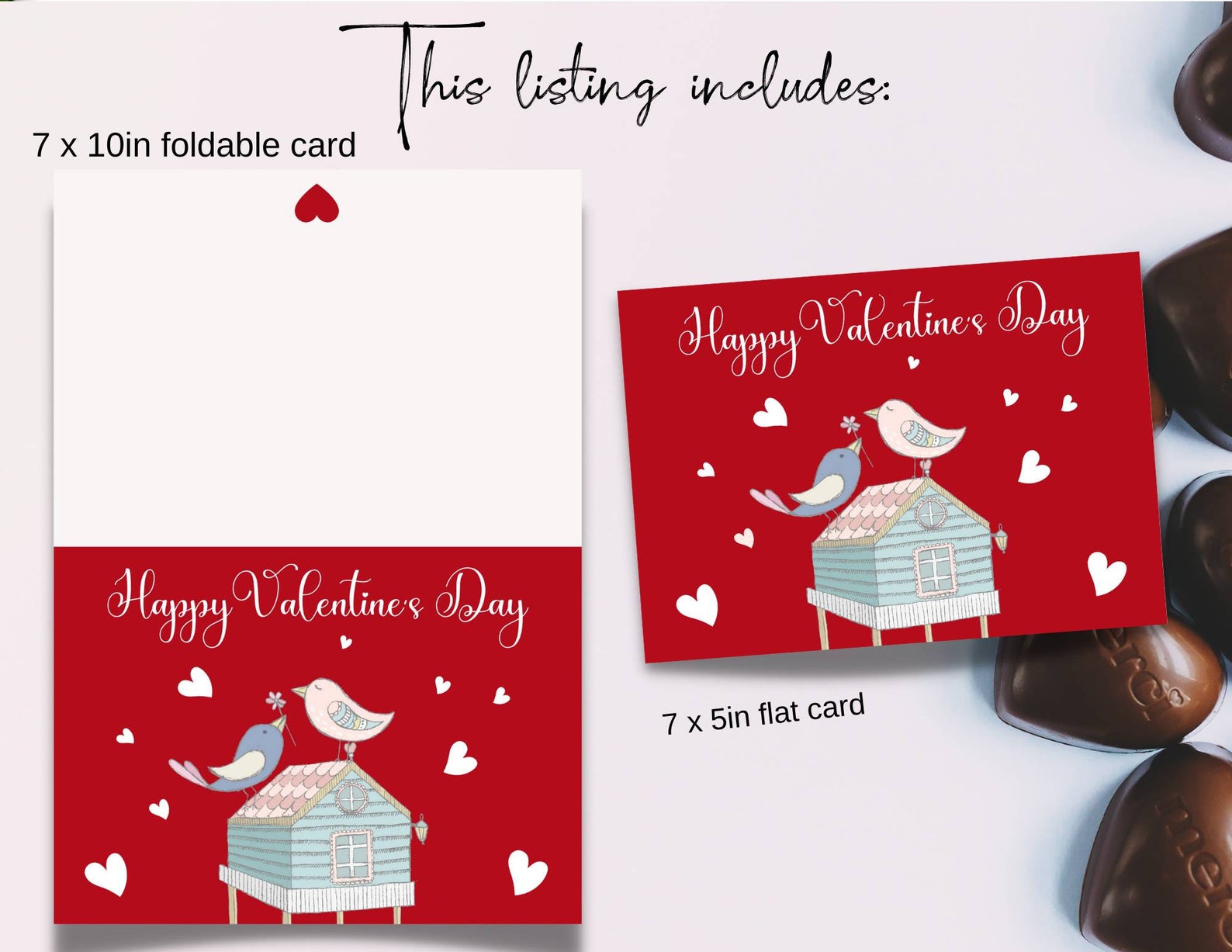 Love Birds Valentine's Day Card: Printable Gift (digital Download) - Etsy