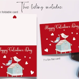 Printable Valentines Day Card, Love Birds Card, Instant Download, Gift ...