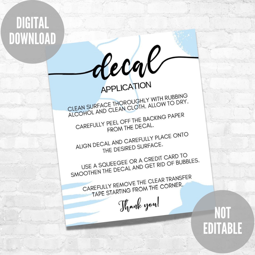 Application Form Decal Decal Application Instructions Card: Small Business Printable (digital ...