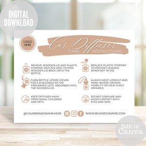 Car Diffuser Care Card, Small Business Care Instructions,  Scent Care instructions, Car Diffuser Guide, Car Air Freshener Care Instructions