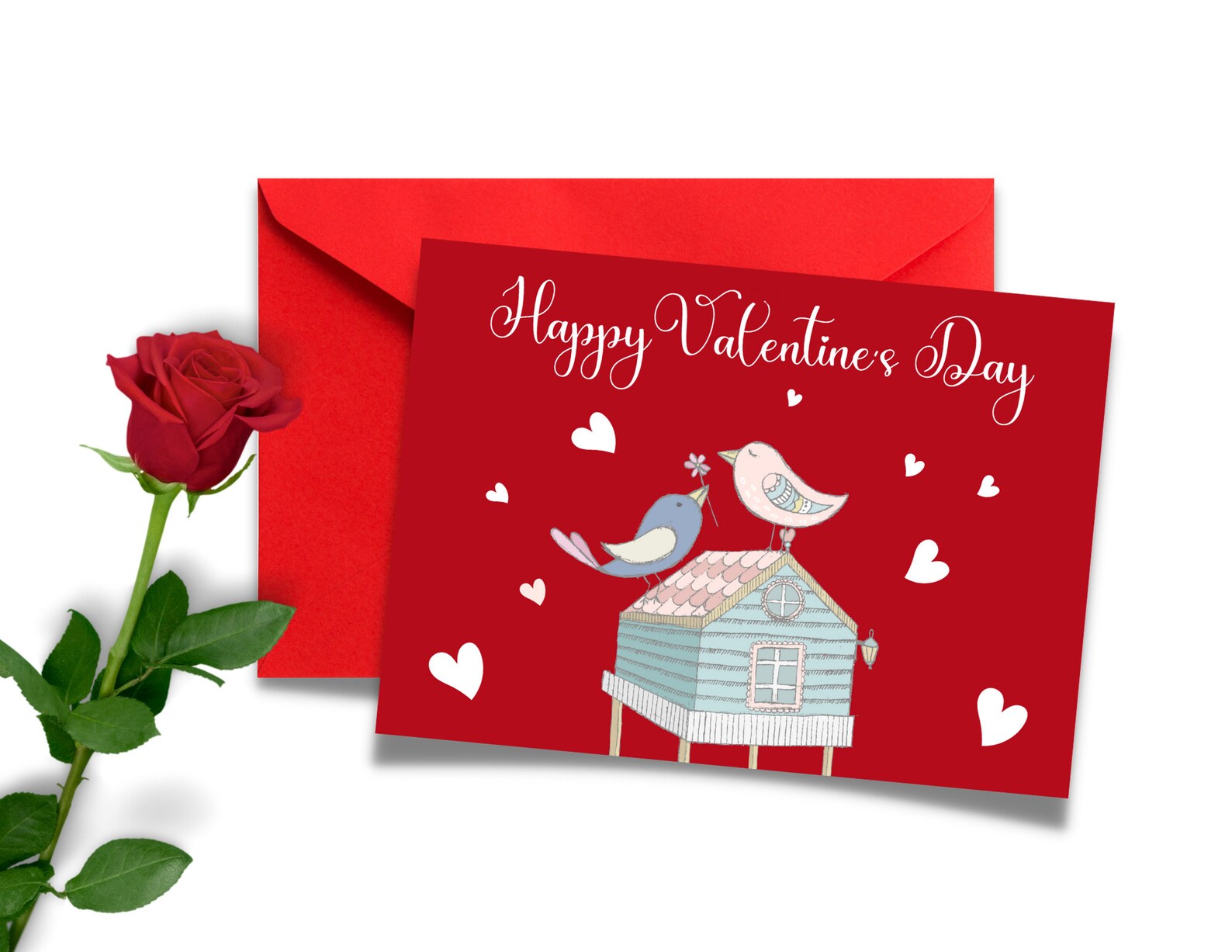 Printable Valentines Day Card Love Birds Card Instant - Etsy
