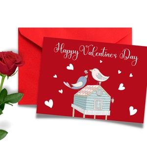 Printable Valentines Day Card, Love Birds Card, Instant Download, Gift ...