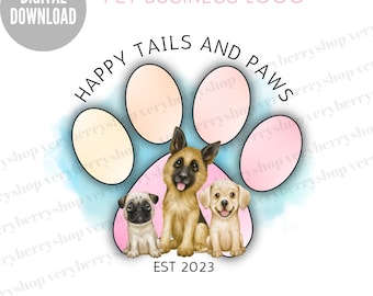 Editable Pet Business Logo Template, Dog Grooming (Digital Download)