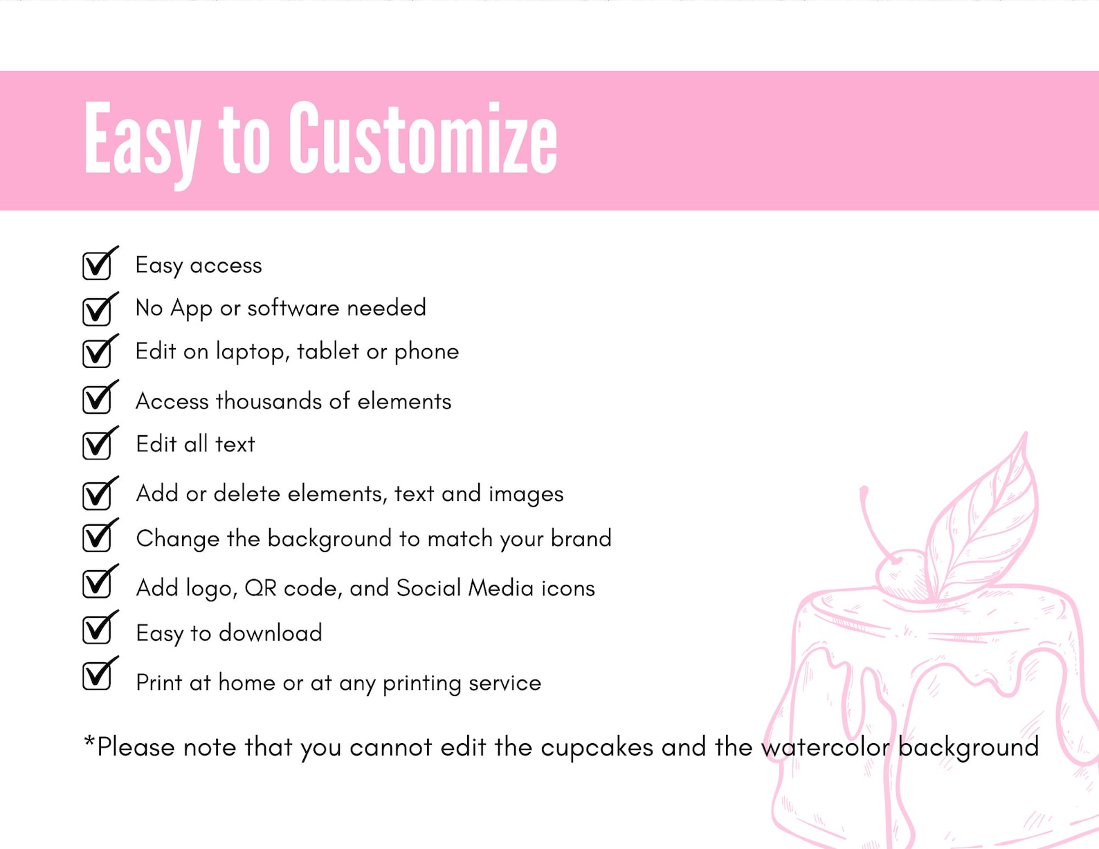 Bakery Price List Template Bakery Menu Editable Cake Price - Etsy