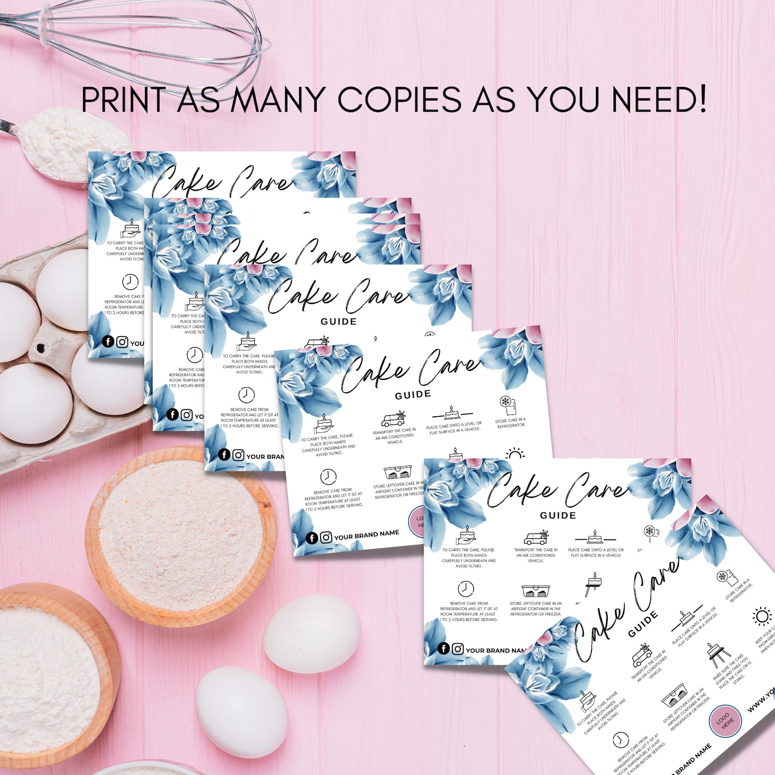 Printable Cake Care Guide: Bakery Package Insert (editable Canva ...