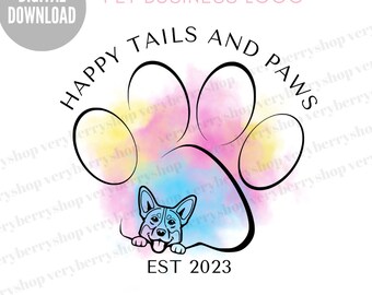 Editable Pet Business Logo Template: Dog Paw Design (Digital Download)