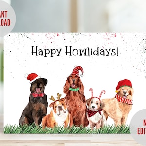 Carte de Noël pour animaux de compagnie imprimable, carte de Noël pour chien, téléchargement instantané, cadeau pour les amoureux des chiens, carte de Noël drôle de chien, carte de gardienne d’animaux de compagnie