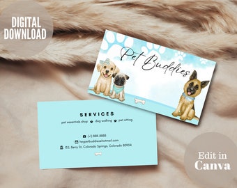 Dog Business Card Template Dog Walking Business Card for Pet Boarding Card Pet Groomer Business Card Pet Sitter Business Dog Trainer Card