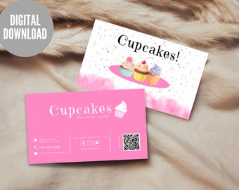 Bakery Business Card Template, Cupcake Business Card, Baking Card, Cake Business Card, Editable Bakery Cards, Custom Business Card