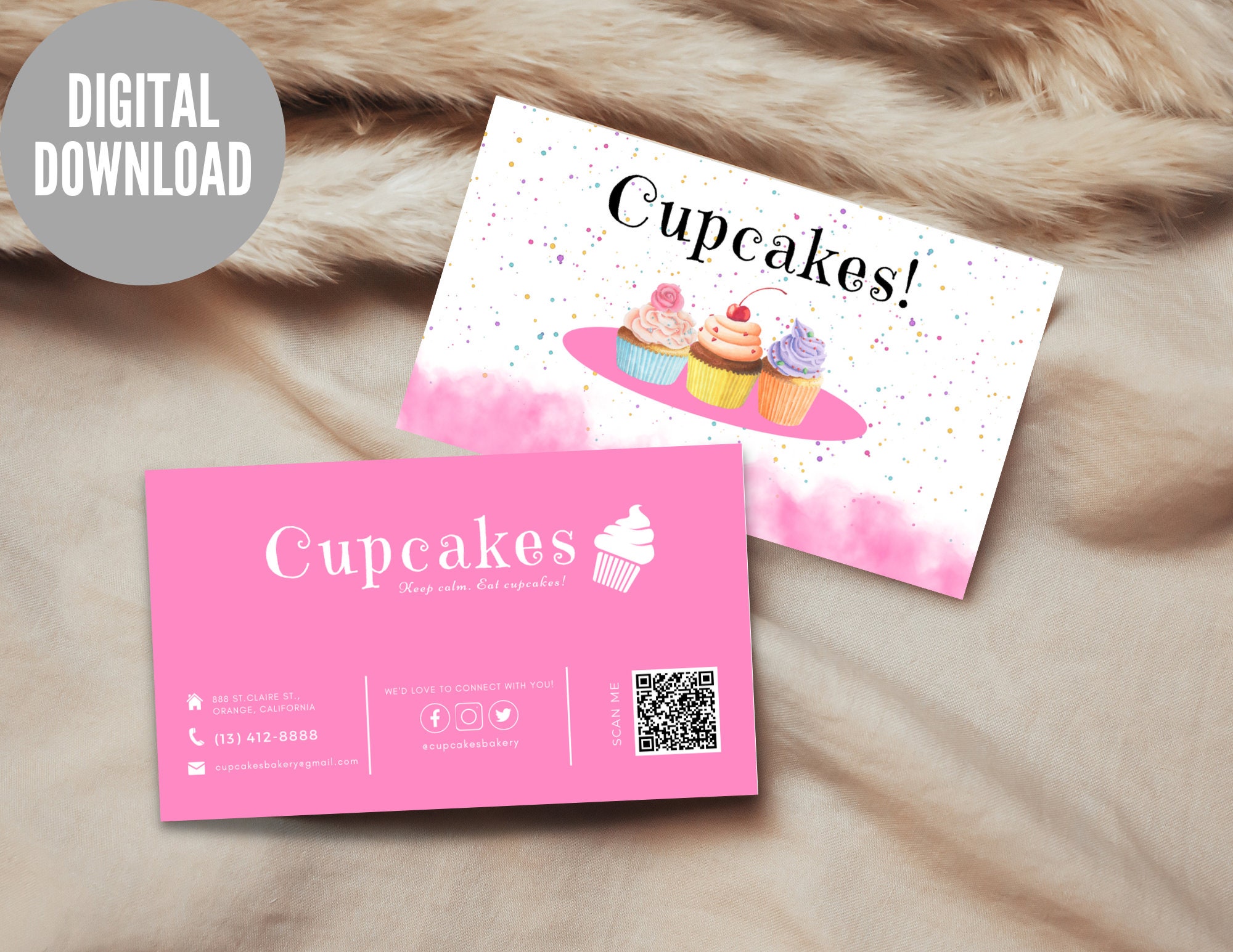 Bakery Business Card Template, Cupcake Business Card, Baking Card, Cake ...