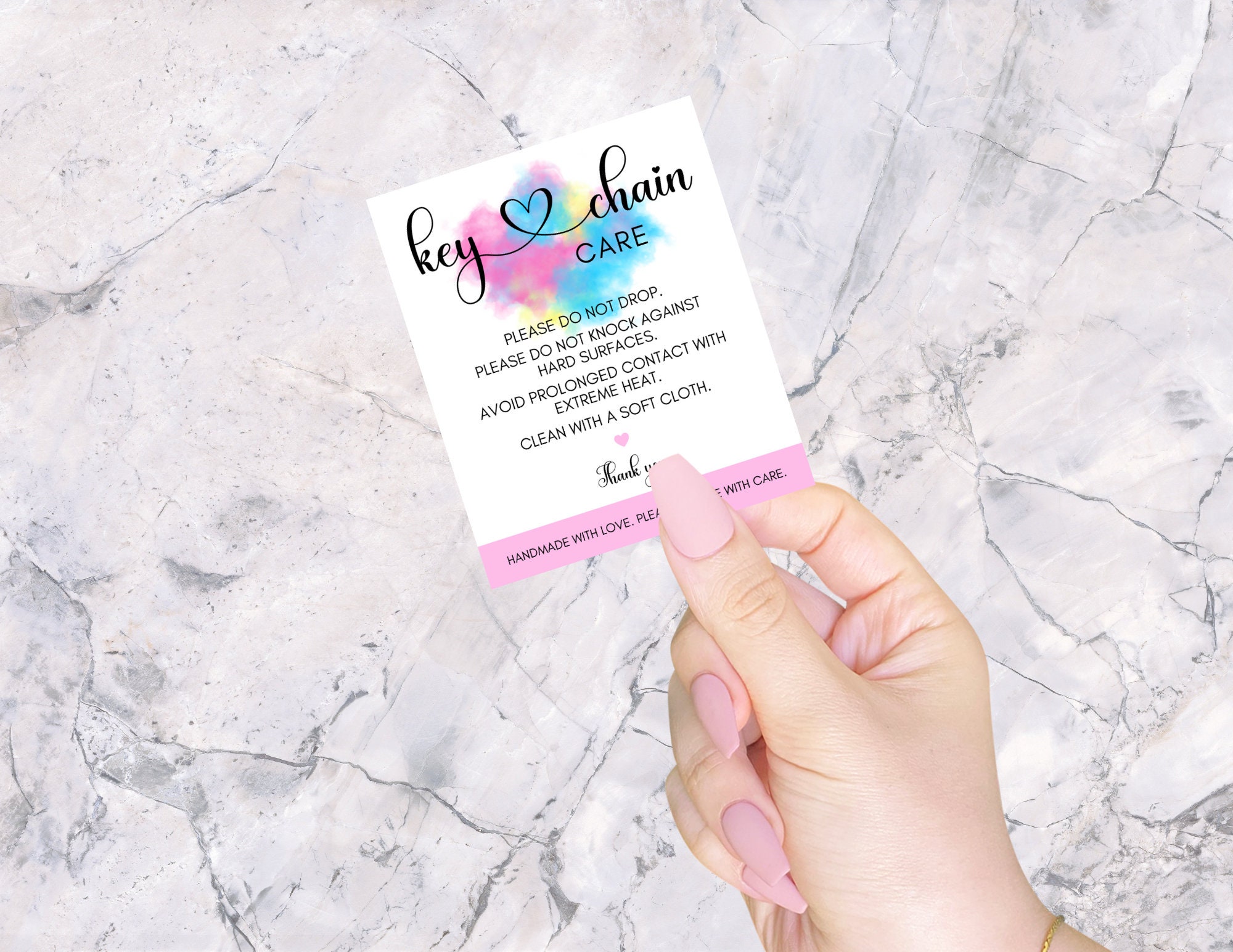 Keychain Care Card, Keychain Care Instructions Card, Printable Instant