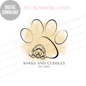 Modello logo aziendale per animali domestici, logo toelettatura cani, logo veterinario, logo modificabile del negozio di animali, logo toelettatore animali, design logo rifugio per animali