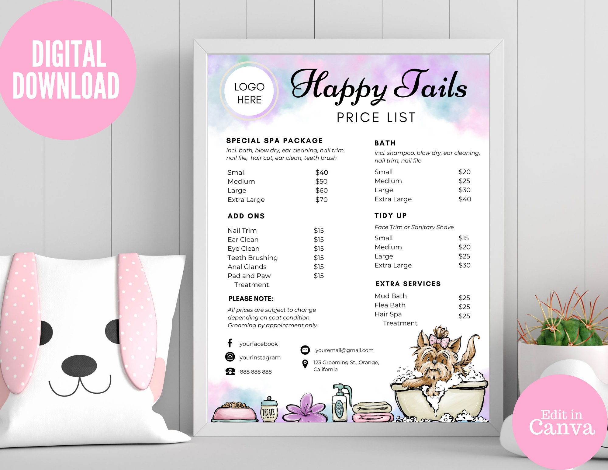 Pet Salon Grooming Price List, Dog Grooming Price List Template, Pet Pet Salon Grooming Price List, Dog Grooming Price List Template, Pet