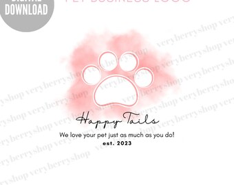 Bearbeitbare Haustier-Pfote-Logo-Vorlage: Canva Vet Design (Digitaler Download)