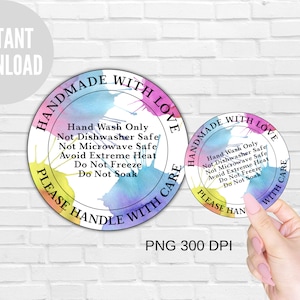 Tumbler Cup Care Card, Instant Download, Mug Care Card, Printable Glass Cup Care, Ready to Print Instructions Card