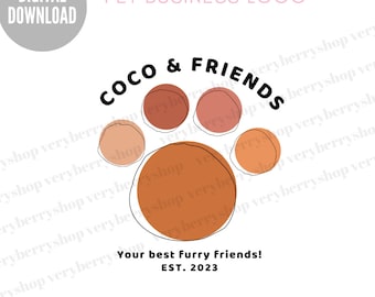 Editable Pet Business Logo Template: Dog Paw Design (Digital Download)