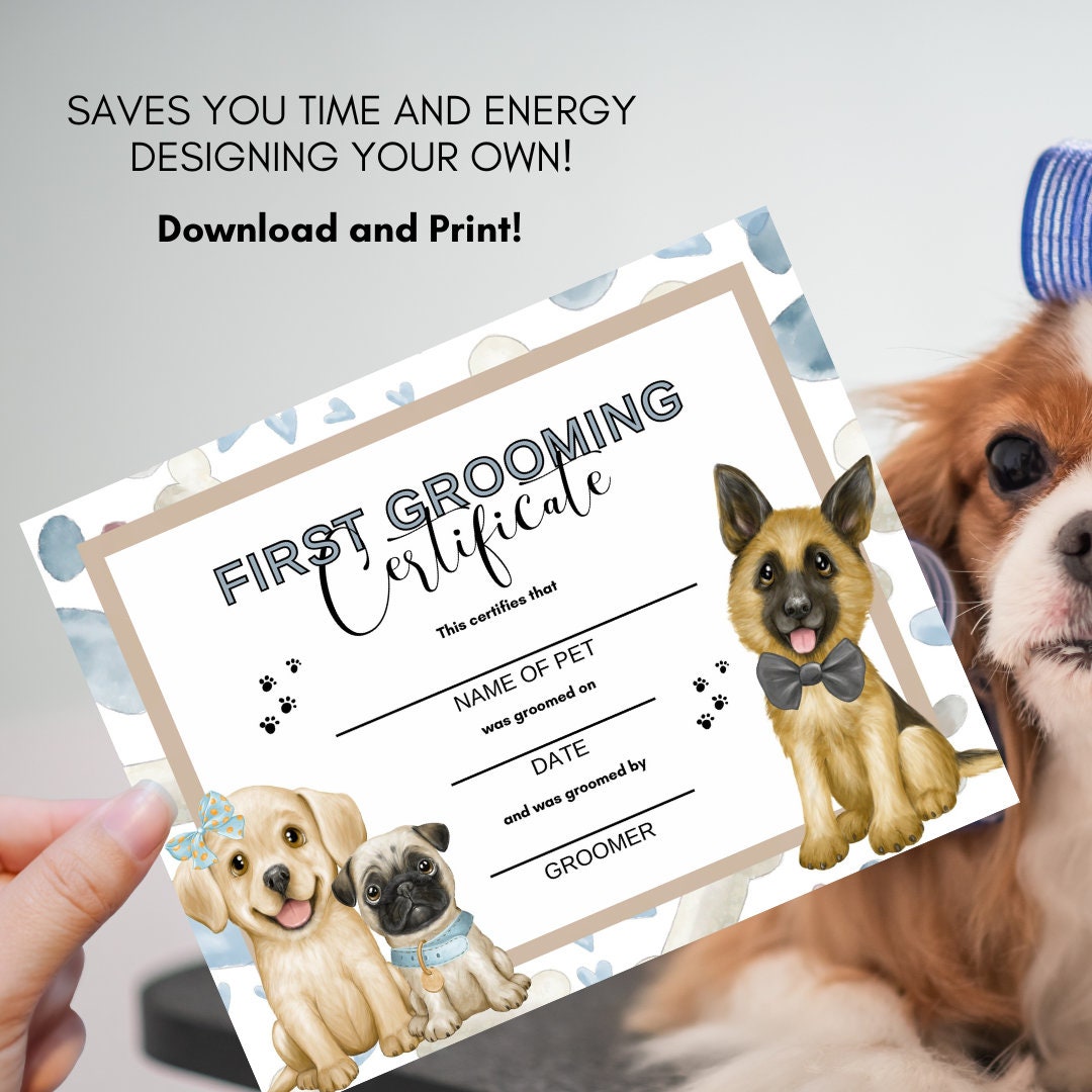 Puppy First Haircut Certificate, Dog First Haircut, First Dog Grooming