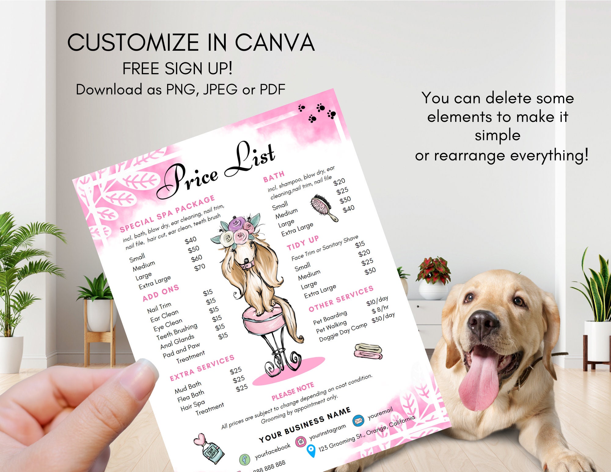Pet Salon Grooming Price List Dog Grooming Price List Template Pet