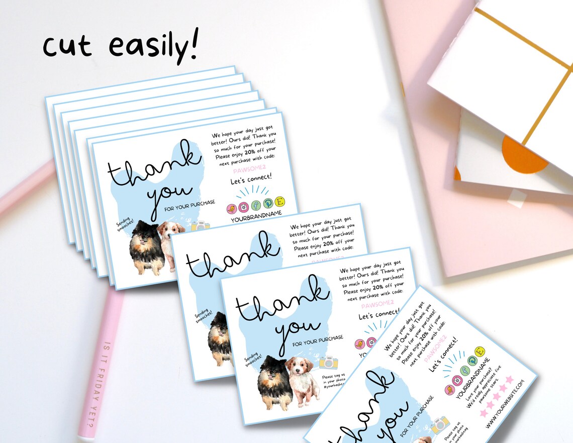 Pet Thank You Card Template Dog Thank You Card Pet Business - Etsy