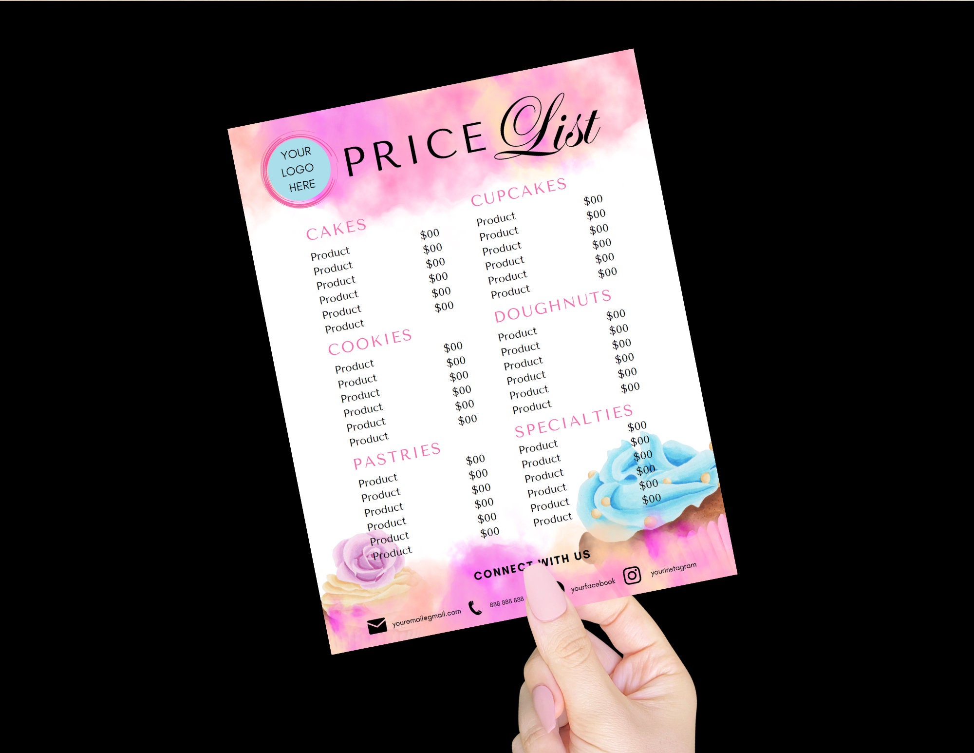Bakery Price List Template, Editable Canva Menu (A4/US Letter) (digital ...