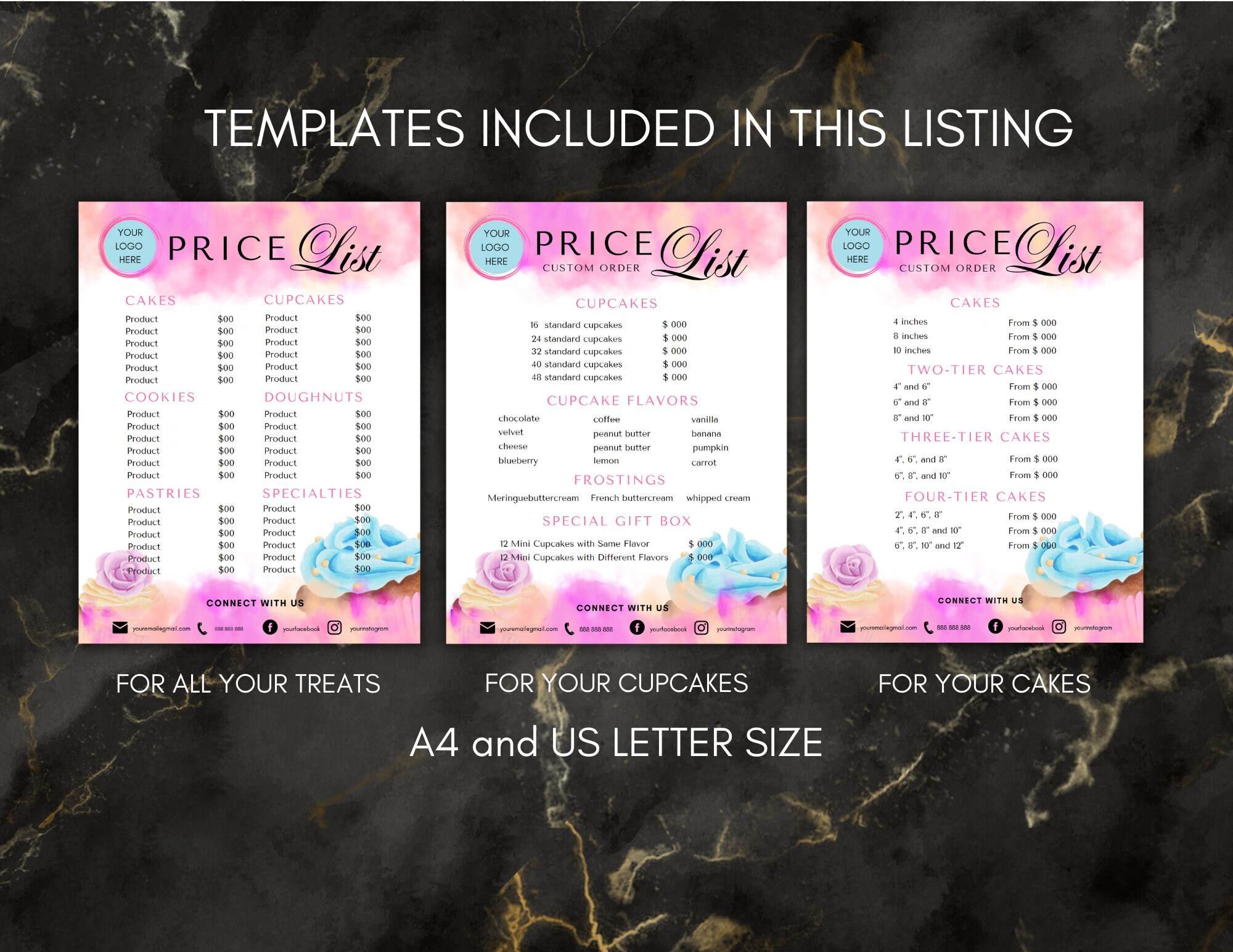 Bakery Price List Template, Editable Canva Menu (A4/US Letter) (digital ...