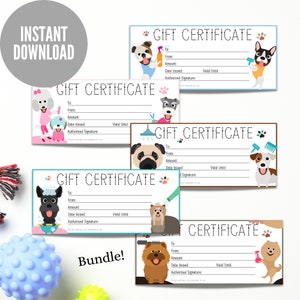 Certificato regalo per toelettatura del cane, buono regalo per animali domestici, buono regalo per animali domestici, download istantaneo, biglietto da visita per animali domestici stampabile, pronto per la stampa