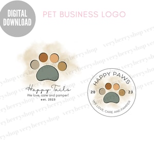 Pet Business Logo Template Dog Grooming Veterinarian Logo Editable Pet Shop Logo Dog Paw Logo Animal Shelter Logo Design